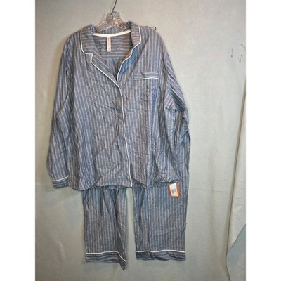 Gilligan & O'Malley Mens 3X Pajama Set Blue Striped 100% Cotton NWT Snag