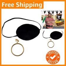 Lightweight Pirate Eye Patch with Stylish Gold Earring for Halloween Fun