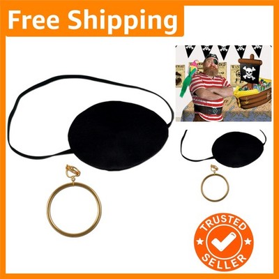 Lightweight Pirate Eye Patch with Stylish Gold Earring for Halloween Fun