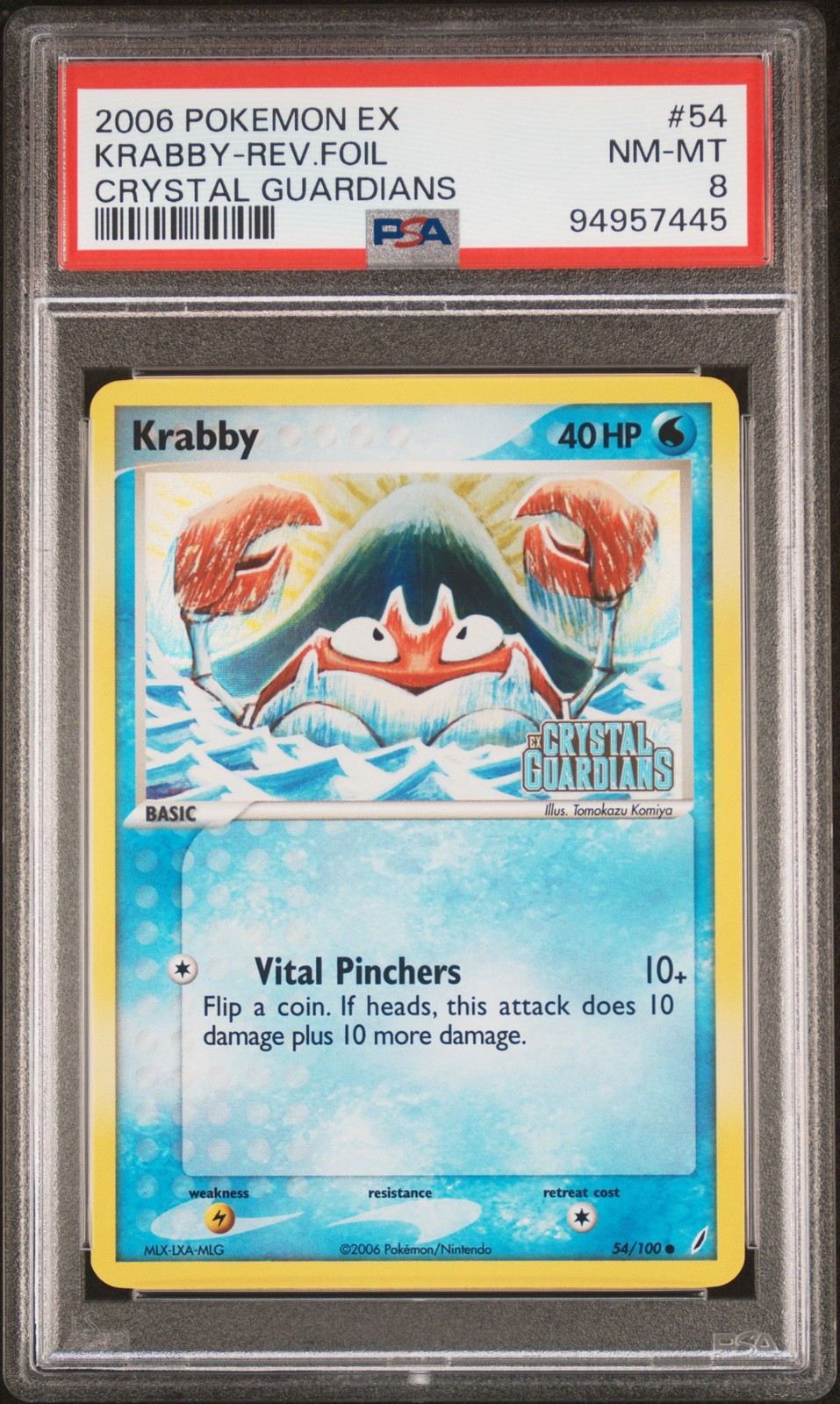 2006 POKEMON EX CRYSTAL GUARDIANS #54 KRABBY-REVERSE FOIL PSA 8