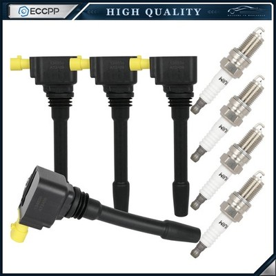 ECCPP 4 For 2017-2020 Fiat 124 Spider 1.4L L4 Ignition Coil & 4 Spark Plug