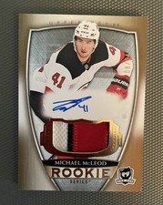 2018-19 Upper Deck The Cup MICHAEL MCLEOD Rookie Patch Auto Gold RC Card#144 /24. rookie card picture