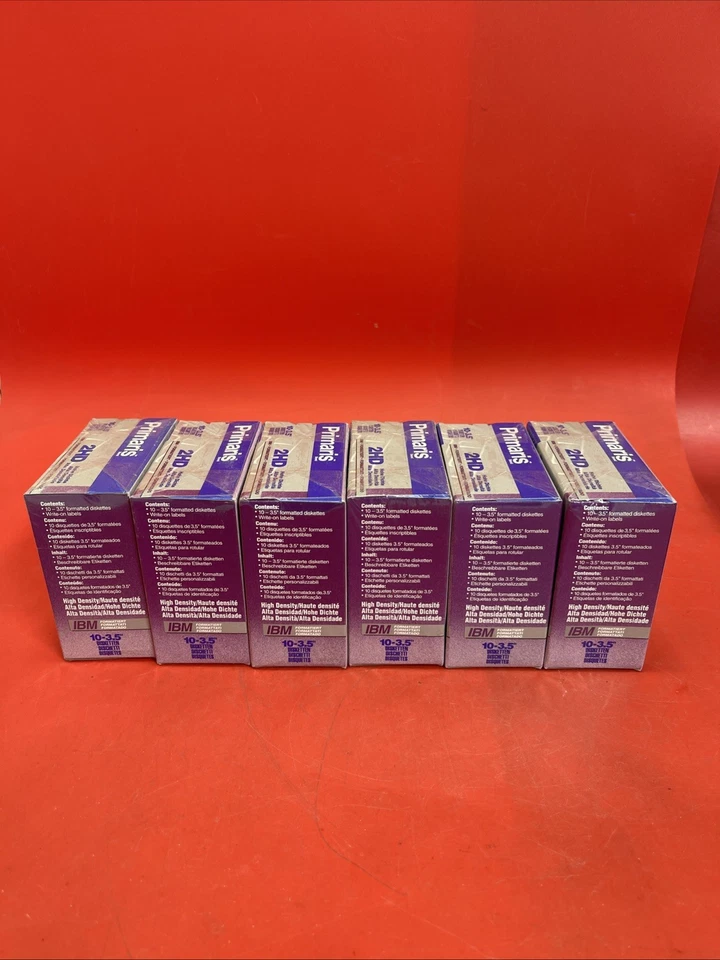 Primaris 2HD 3.5" Discos Disquetes 1.44MB Pacote com 10 IBM Formatado Lote Selado de 6 - Imagem 4 de 4