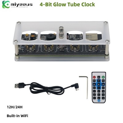EI427 QS27 4-Bit Glow Tube Clock Nixie Tube Clock Base w/Speaker/ WiFi Function