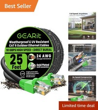 High-Speed 25ft Outdoor Cat6 Ethernet Cable - Direct Burial, UV-Resistant