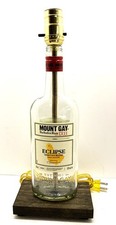 Mount Gay Eclipse Barbados Rum Bottle Bar TABLE LAMP Desk Light with Wood Base