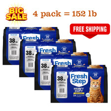 4 Pack, Fresh Step Heavy Duty Odor Block Multi-Cat Litter with Febreze, 38lb/bg