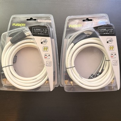 Lot of 2 Fusion MS-FRCA12 12ft 4-Channel Marine RCA Audio Cables - NEW