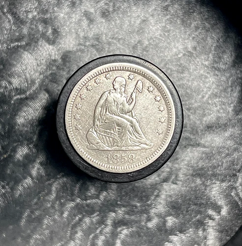 1858 Silver Seated Liberty Quarter XF+/AU