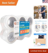 12 Rolls Clear Heavy Duty Packing Tape - 3.2mil Thick for All Your Packing Needs