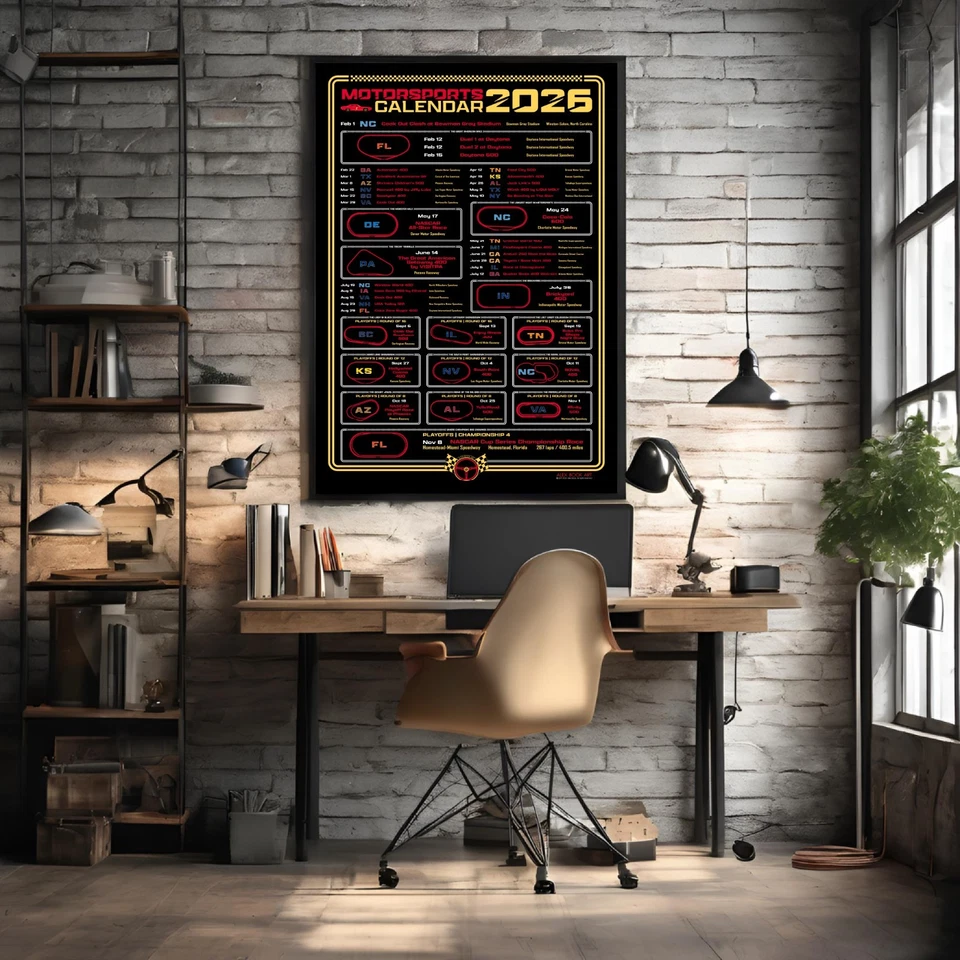 2026 Motorsports Calendar Poster | Full NASCAR Race Schedule Racing Fans Gift - Image 2 of 4
