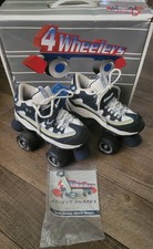 Sketchers 4 Wheelers Racers Kids Size 2 Navy Gray White Roller Skates Street