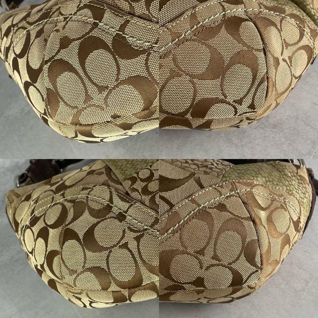 Coach Hobo Shoulder Bag Canvas Python Embossed Br… - image 5