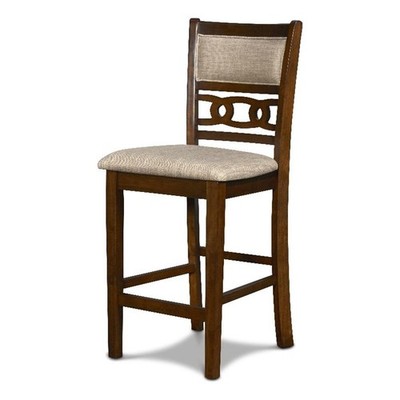 Pemberley Row Solid Wood Cherry Brown Counter Chair Rectangular Upholstered 4...