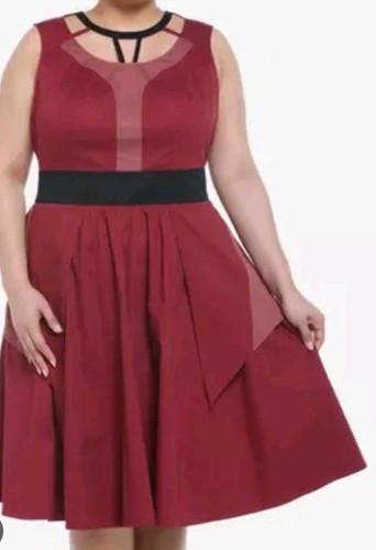 Her Universe Marvel Dr. Strange Fit Flare Dress Maroon Sz L Cosplay 100% Cotton - Picture 2 of 10