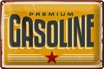 Schild Blech Retro 30x20cm -Made in Germany- Premium Gasoline Tankstelle Benzin