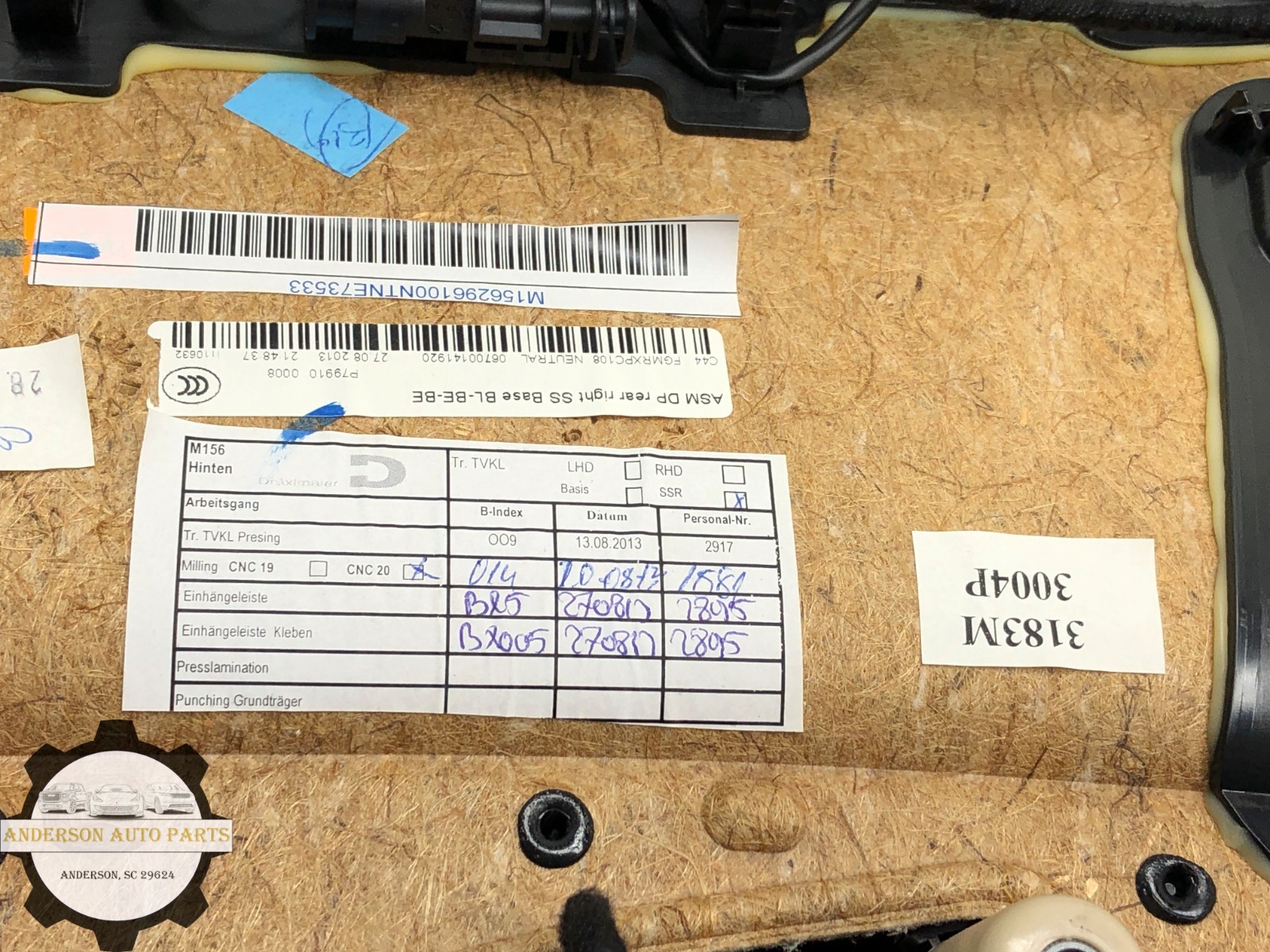 2014-2020 MASERATI QUATTROPORTE RIGHT PASS REAR INTERIOR DOOR PANEL OEM #NOTE