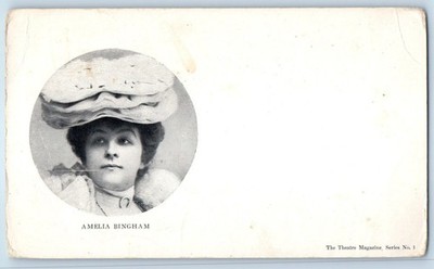 c1900's Amelia Bingham American Actress Fancy Hat Portrait Antique Postcard