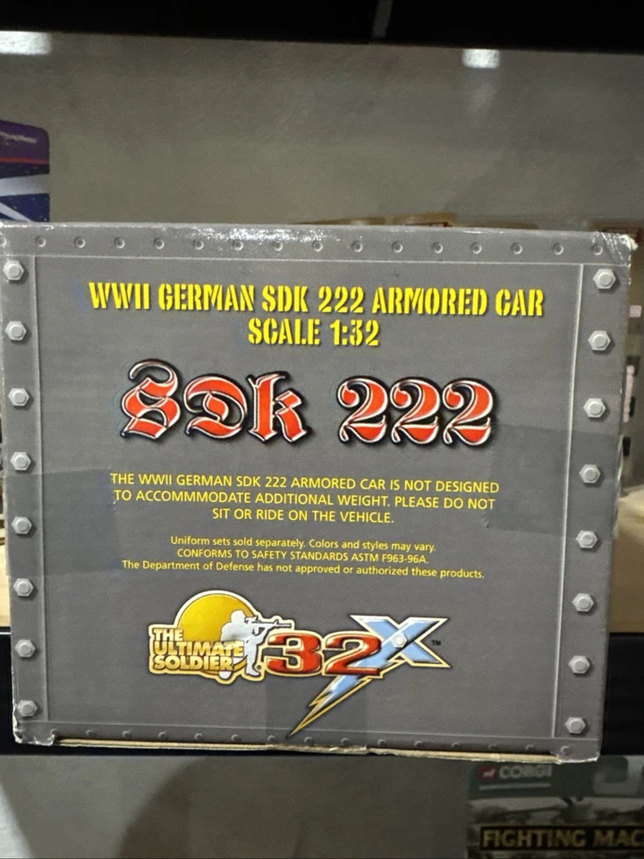 Coche Scout Blindado De Colección Ultimate Soldier 32X Segunda Guerra Mundial Alemán SDK 222 1:32 WW2 NUEVO Foto 2 de 3