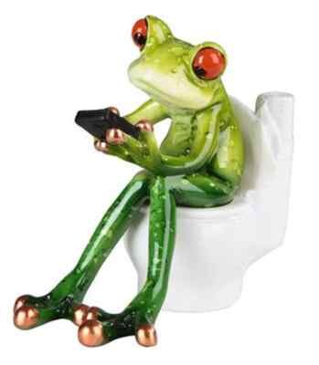 5.25'' Green Frog Working On It's Own Hard On Toilet Figurine