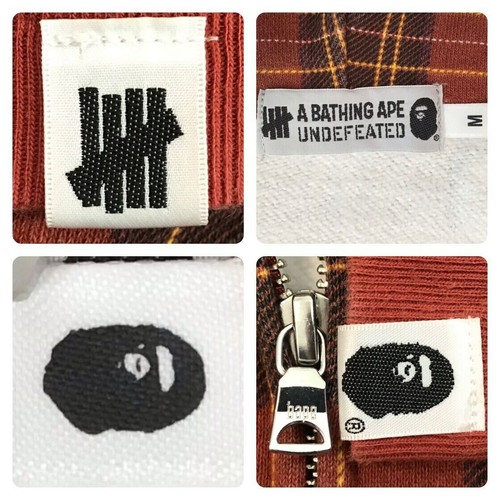 BAPE × Undefeated check shark full zip hoodie Dark red A Bathing Ape Size M - Picture 8 of 10