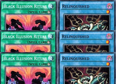 yugioh relinquished ritual card 6_Card Set 3 X RELINQUISHED + 3 X BLACK ILLUSION RITUAL MILI YUGIOH
