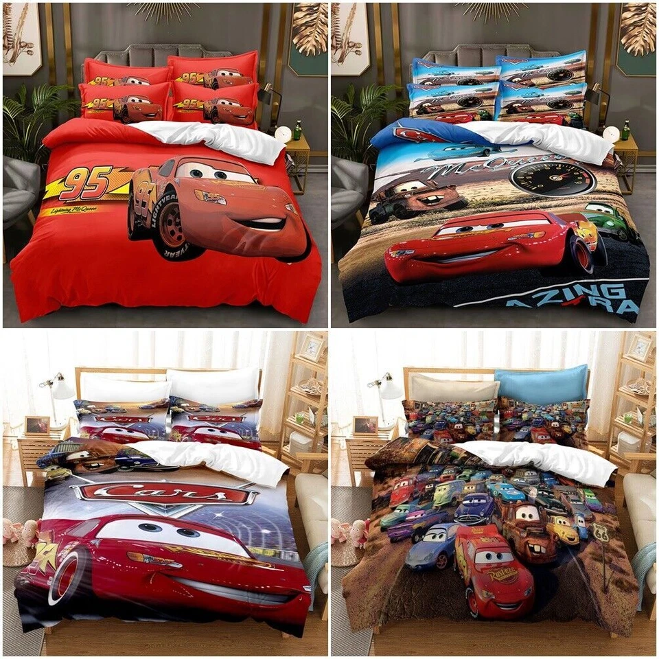 Cars Lightning McQueen Quilt Duvet Cover Pillowcase Bedding Set Single Double UK
