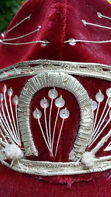 Hecho En Mexico Velvet Sombrero Hat  in Burgundy with Silver Trim Pigalle Red & Silver Adult Mexican Sombrero Hat Velour  main image 2