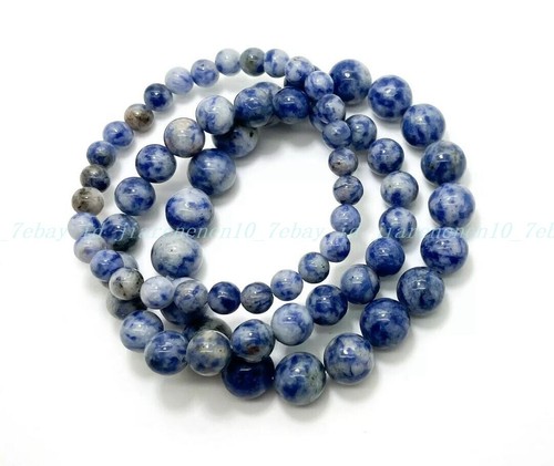 Sodalite 6/8/10mm Smooth Round Gemstone Stretch Reiki Energy Healing Bracelet