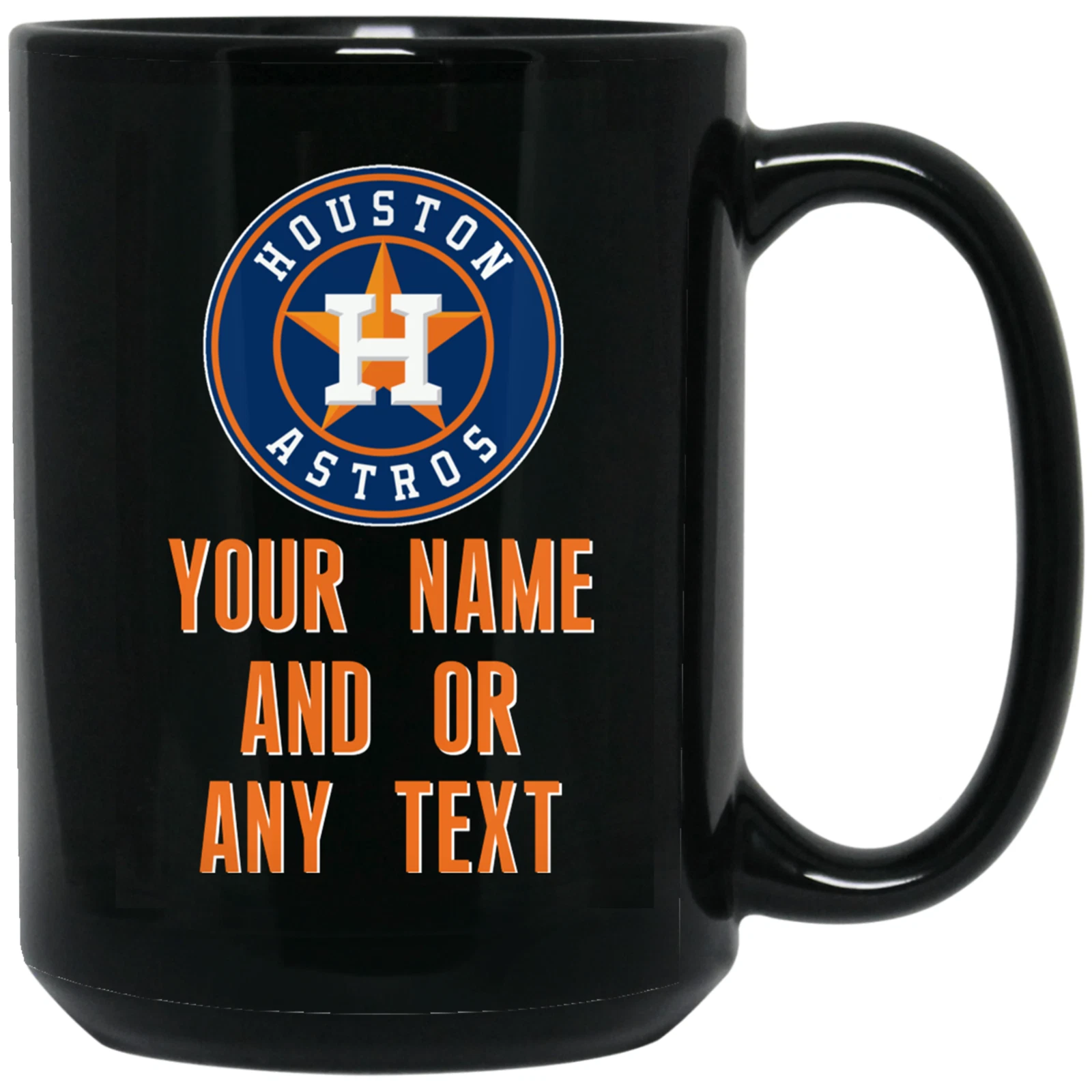 Custom Personalized Houston Astros Black Ceramic Coffee Mug Cup