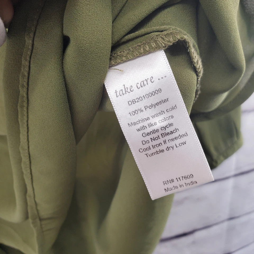 Blusa DOWNEAST Top Mujer Mediana 1/2 Botón Manga 3/4 Verde Foto 4 de 4