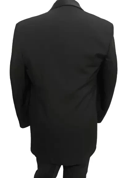 Jaqueta smoking masculina preta botões escondidos vintage Claiborne 4 botões - Imagem 4 de 4