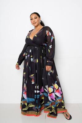 cocktail maxi dress with sleeves Marcela Modal Plunge Neck Long Sleeve Maxi Dress in White