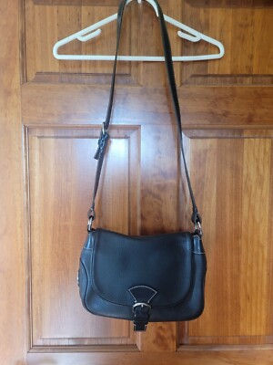 Vintage Dooney & Bourke AWL Black Slim Flap Shoulder Bag