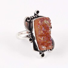 GS Ring Titanium Druzy Quartz Designer Ring Fashion Item Jewelry