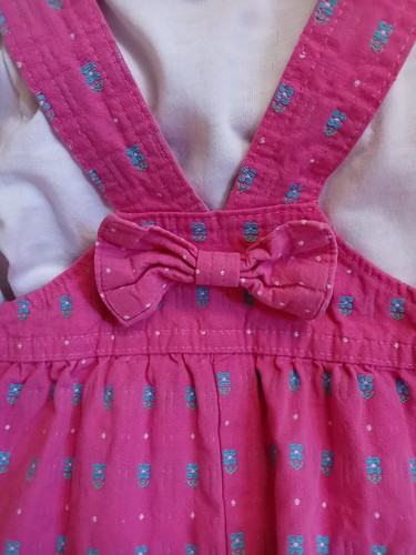 12 Months Vintage Girls OshKosh B'gosh Overalls Pink *Blue Daisies* - Picture 11 of 20