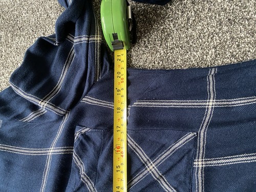 *NEXT* Soft Comfy Woven Navy Blue Checked Pockets Longline Tunic/Shirt Dress 14 - Picture 15 of 16