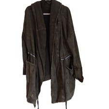 Party Clothing Label Grungy Washed Out Oversize Jacket Drawstring At Waist Large