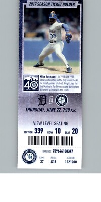 Tigers vs Mariners 6/22/2017 Full Ticket - Mike Jackson / Miguel Cabrera HR #454