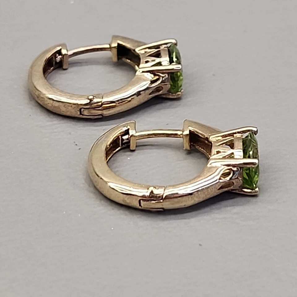Lab Created Peridot Pierced Earrings Karis PD Green Snap Hoop Gold Plated 2cm - Image 4 of 4
