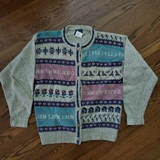 Vintage Woolrich Cardigan Sweater Womens L Sheep Silver Buttons Nordic Fair Isle