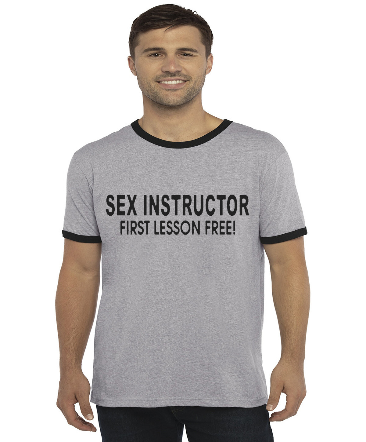 Sex Instructor Funny Rude T-shirt Mens Graphic Ringer Tee Gifts | eBay