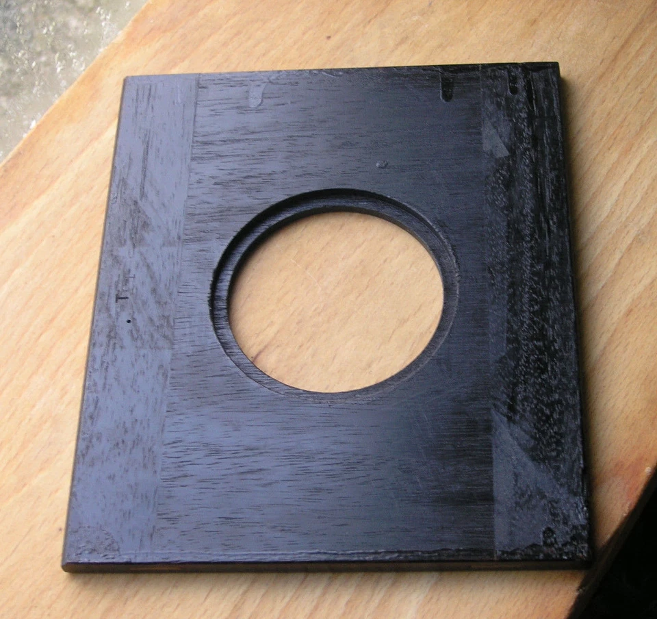 vintage  wooden  lens board 5.5"  x 6.5"  used copal compur 3 6.3mm thick - Image 2 of 3