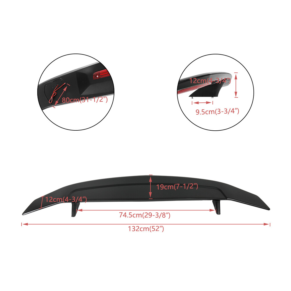 For Maserati Ghibli 52" Rear Trunk Spoiler Wing Racing w/3RD LED Brake Light