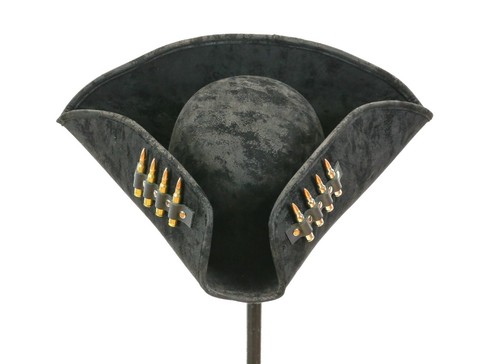 Black Pirate Hat Real .223 M16 Rife Bullet Brass Shell Costume Corsair Cosplay - Picture 8 of 8
