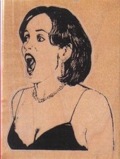 Lady Yelling 2 1/4 x 2 3/4" Rubber Stamp, Woman Stamp, Lady Stamp