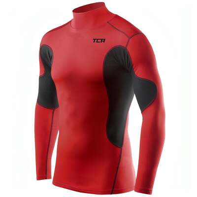 TCA SuperThermal Mock Junior Compression Top Red Long Sleeve Kids Running Run