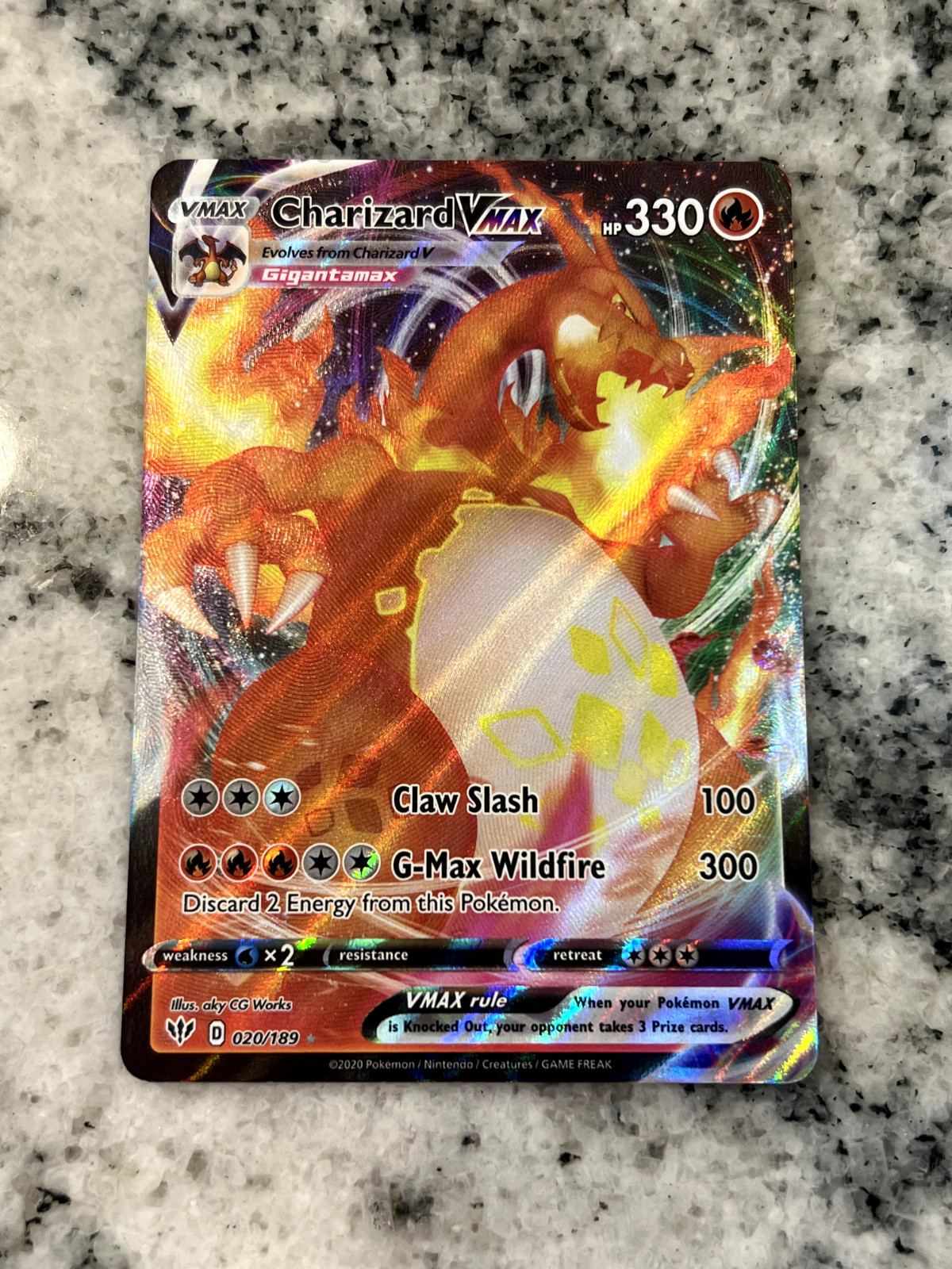 Charizard VMAX 020/189 Swsh03: Darkness Ablaze Holo NEAR MINT