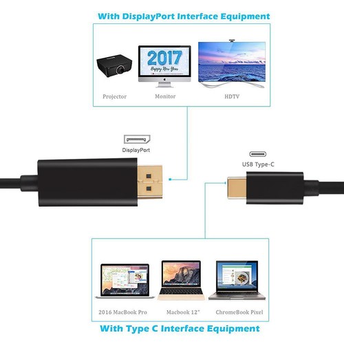New USB-C Type C USB 3.1 to Display Port DP 4K HDTV Converter Adapter Cable - Picture 4 of 5