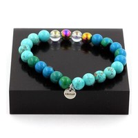 Mineralien Und Edelsteine. Armband Perlen Chrysokoll + TüRkis + Quarz